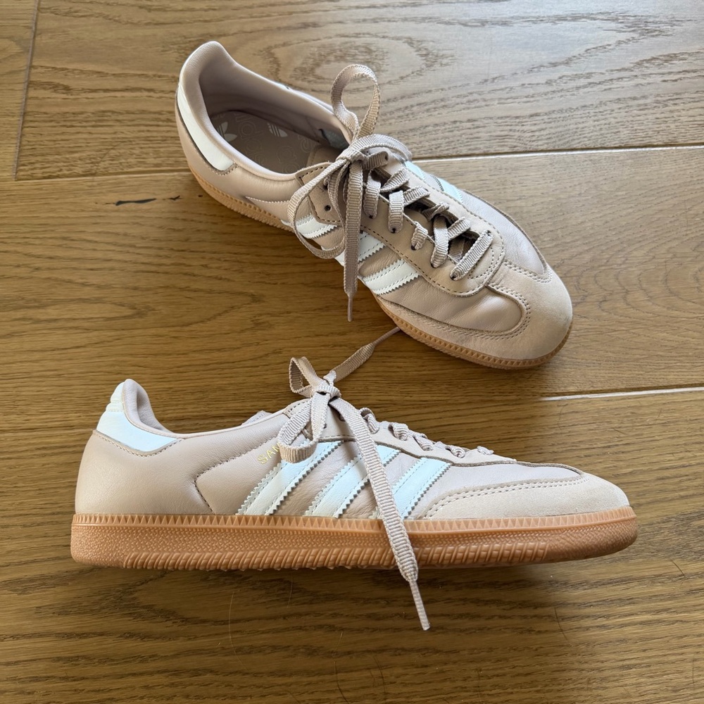 Adidas Samba Beige Sneakers with White Stripes
